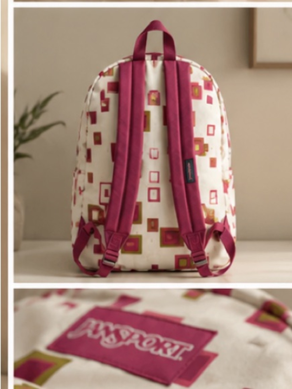 JanSport Kid’s Pink Patterned Backpack - Picture 2 of 3
